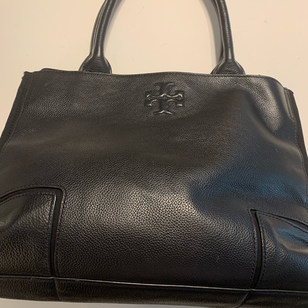 Tory Burch Ella canvas leather small tote.